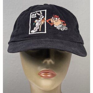 VTG 1997 LOONEY TUNES Adult Strapback Postage Stamp Bugs Bunny Taz CAP Hat USA